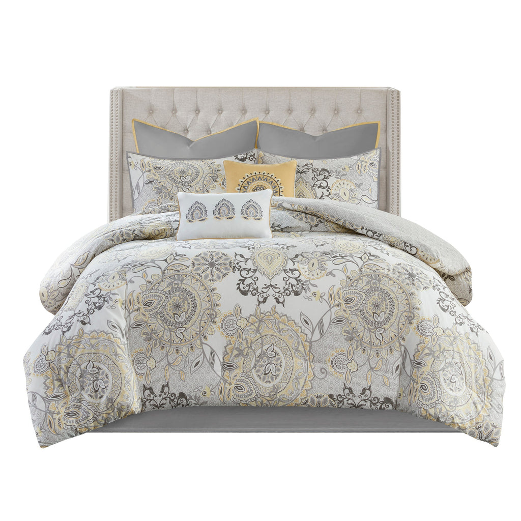 Bed Comforter, Isla 8 Piece Cotton Floral Printed Reversible, Machine-Washable Care for Year-Round Bedroom Comfort and Restful Sleep image 38