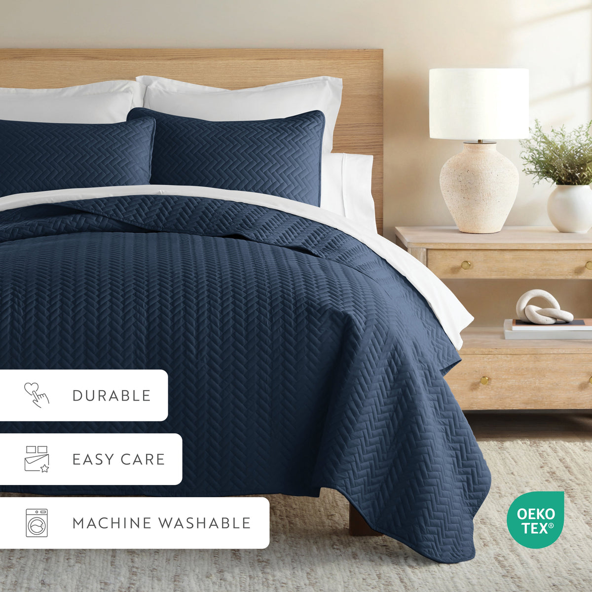Quilted Coverlet Set, 3 Piece Herringbone for Guest Bedrooms, Layered Beds and Everyday Bedding, 3 Sizes and 6 Colors image 38