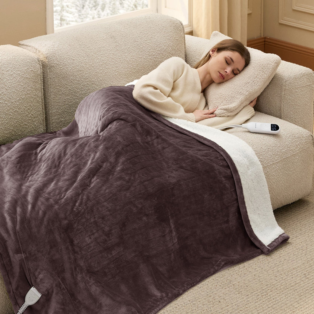 Cozy Throw Blanket, Solid Flannel Heated for Sofas, Beds and Relaxing at Home, 5 Sizes and 11 Colors image 38