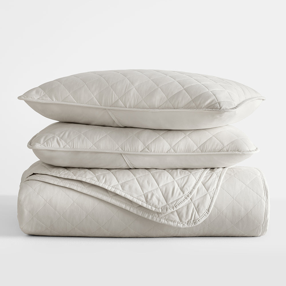 Bed Quilt, 3 Piece Diamond Stitch Quilted Coverlet Set for Guest Beds and Layered Bedroom Styling, 3 Sizes and 6 Colors image 38