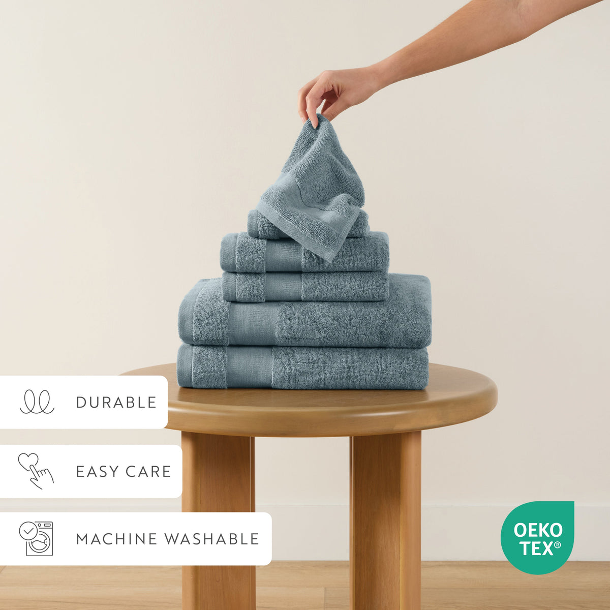 Bath Towel Set, Ultra Soft 100% Cotton 6 Piece, Machine-Washable Care for Home Bathrooms and Everyday Care, 8 Color Options image 38