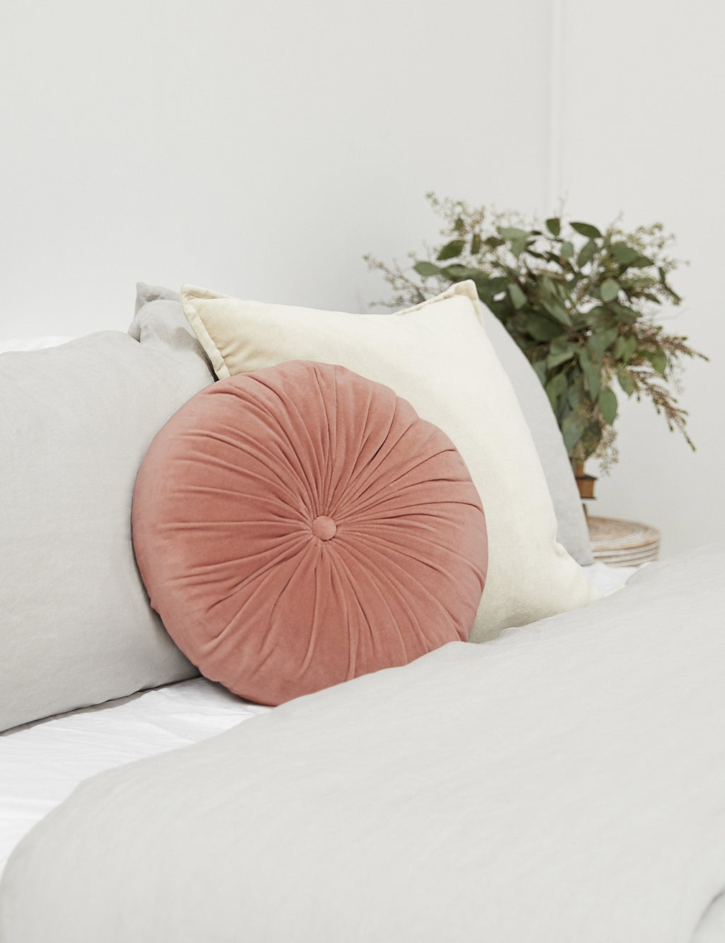 Bed Pillow, Monroe Velvet Round for Sleeping, Reading and Bedroom Comfort, 6 Color Options image 39