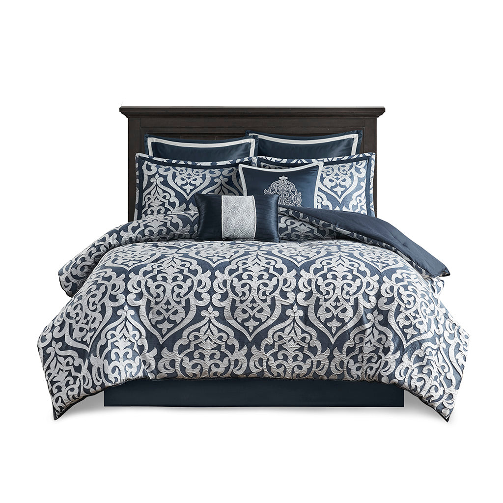Bed Comforter, Odette 8 Piece Jacquard Set, Machine-Washable Care, Hypoallergenic Comfort for Year-Round Bedroom Comfort and Restful Sleep image 39