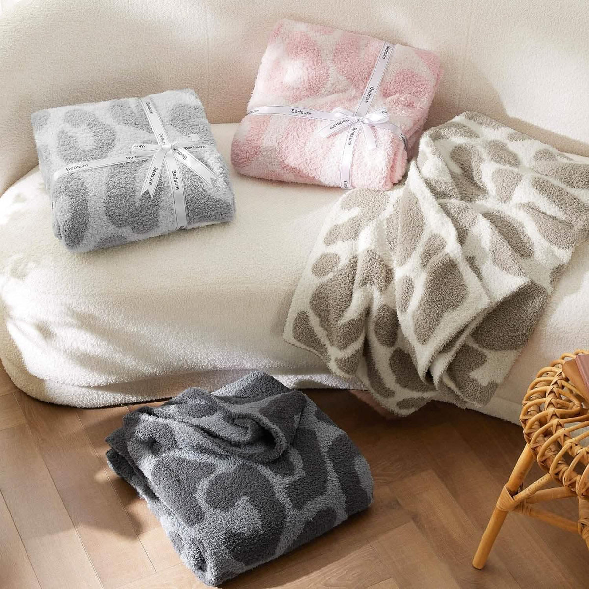 Cozy Throw Blanket, Feather Yarn, Lightweight Design, Machine-Washable Care for Sofas, Beds and Relaxing at Home, 2 Sizes and 12 Colors image 39