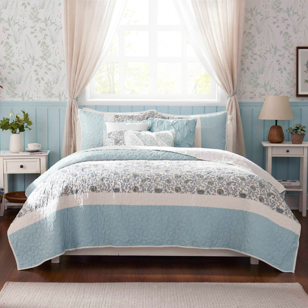 Cozy Throw Blanket, Dawn 6 Piece Cotton Percale Quilt Set, Machine-Washable Care for Sofas, Beds and Relaxing at Home, 2 Sizes and 5 Colors image 39