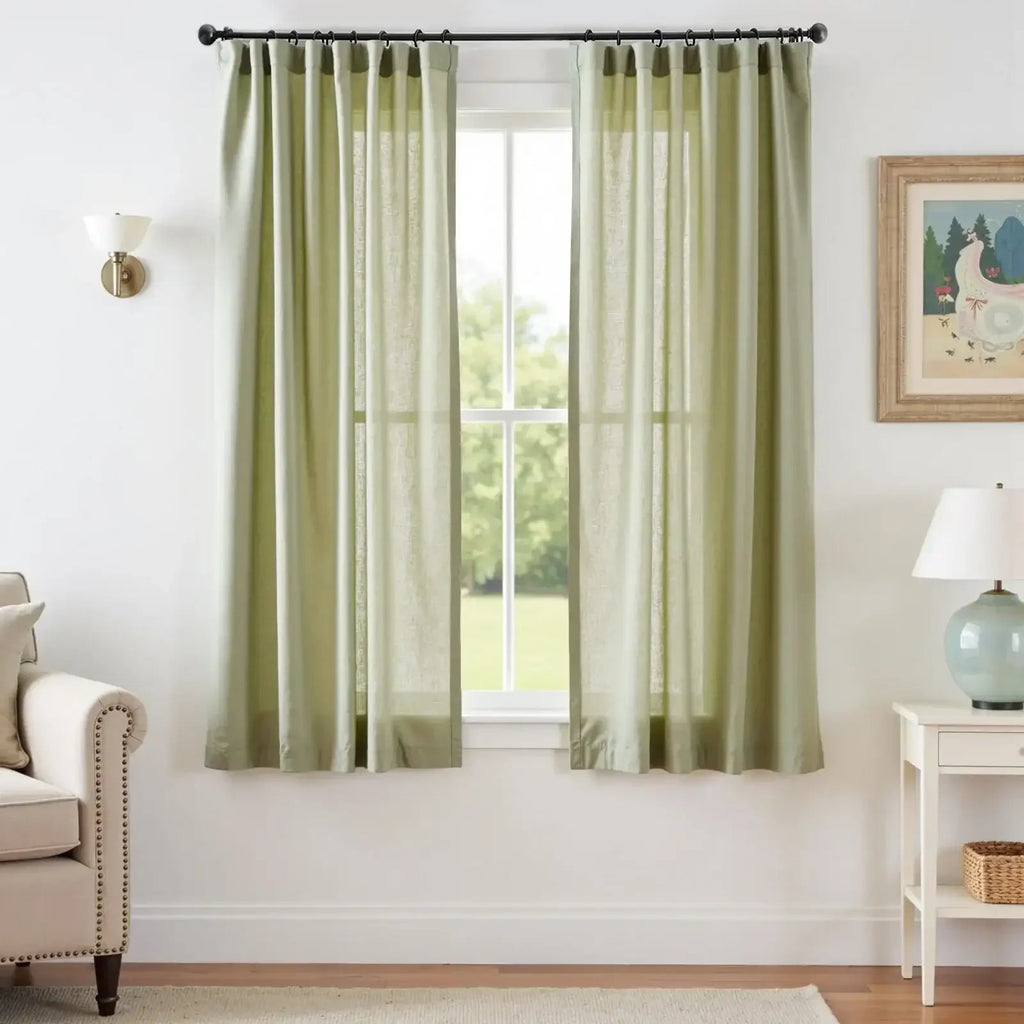 Window Curtain, Solid Linen Blend 3 in 1 Curtains (2 Panels), Lightweight Design for Bedrooms, Living Rooms and Home Privacy image 39