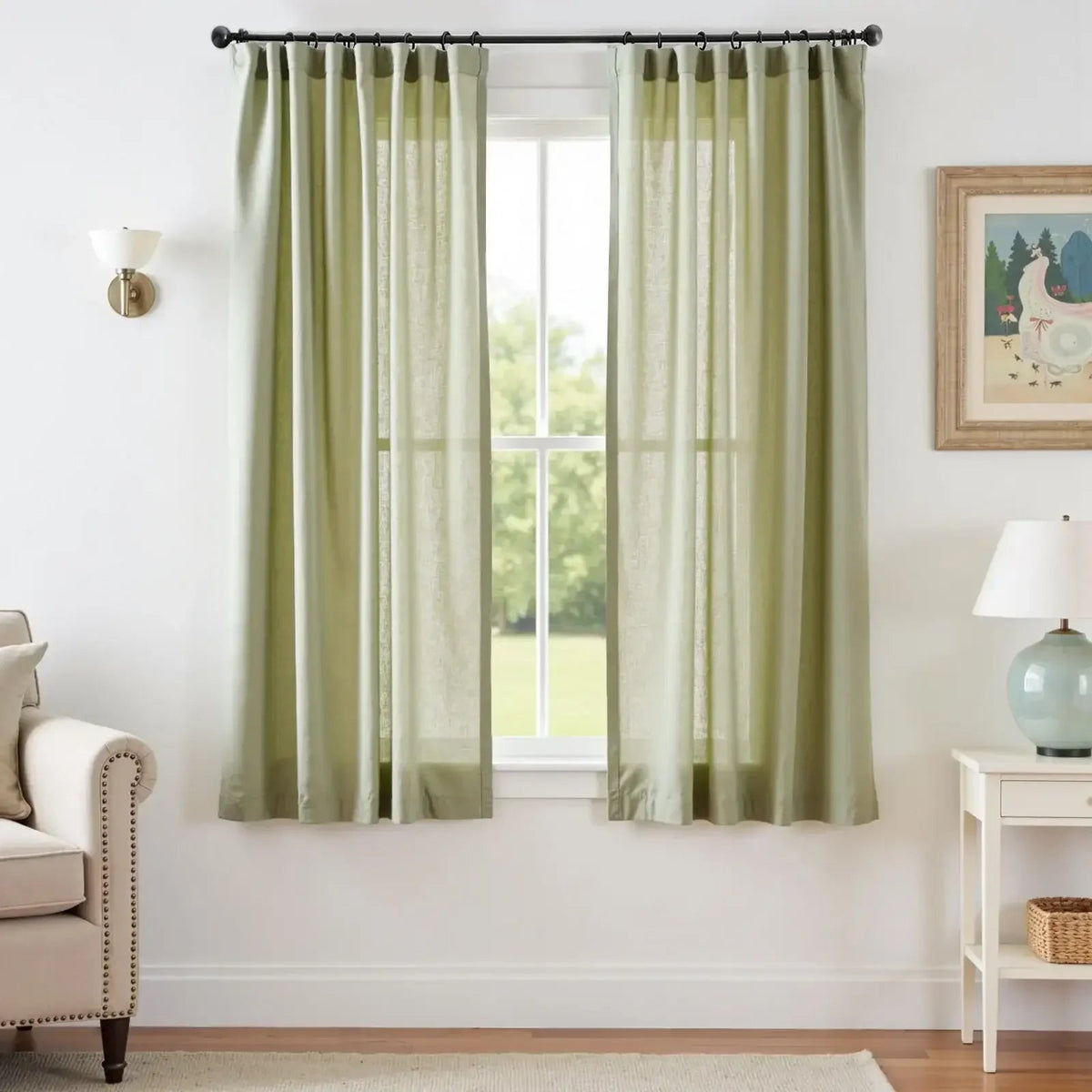 Window Curtain, Solid Linen Blend 3 in 1 Curtains (2 Panels), Lightweight Design for Bedrooms, Living Rooms and Home Privacy image 39