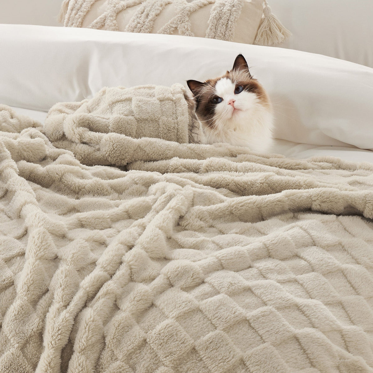 Cozy Throw Blanket, Jacquard Shaggy Sherpa for Living Rooms, Bedrooms and Everyday Lounging, 4 Sizes and 19 Colors image 39