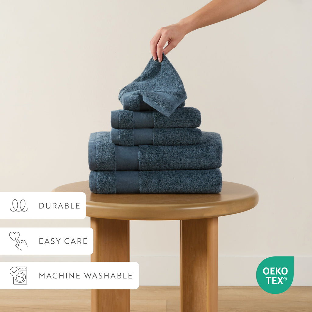 Bath Towel Set, Ultra Soft 100% Cotton 6 Piece, Machine-Washable Care for Home Bathrooms and Everyday Care, 8 Color Options image 39