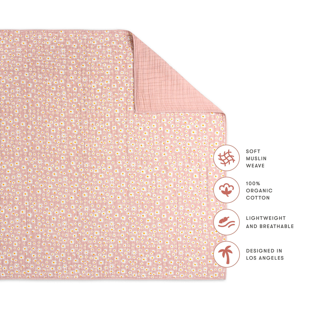 Bed Quilt, in 3 Layer GOTS Certified Organic Muslin, Breathable Construction for Guest Beds and Layered Bedroom Styling, 5 Color Options image 39