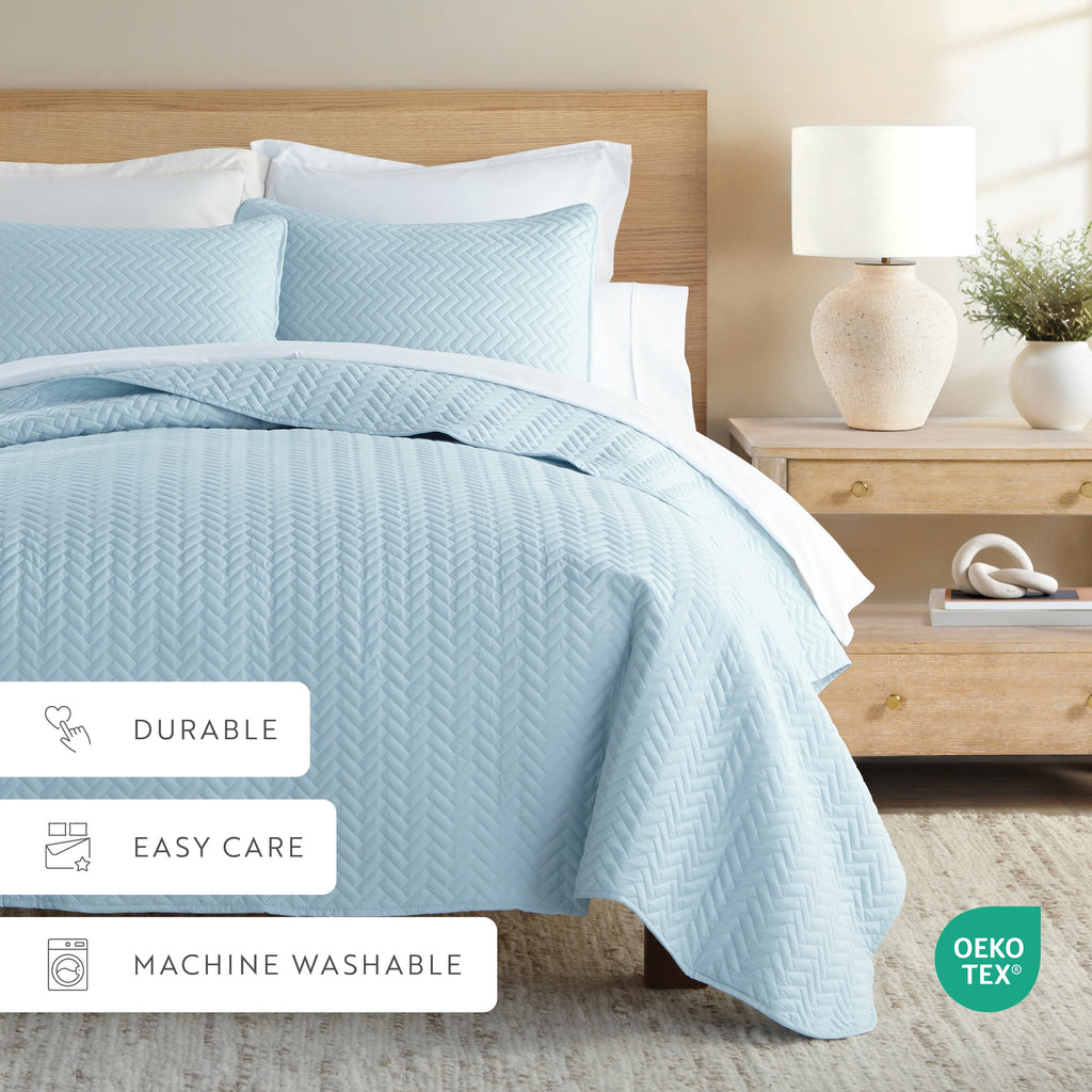 Quilted Coverlet Set, 3 Piece Herringbone for Guest Bedrooms, Layered Beds and Everyday Bedding, 3 Sizes and 6 Colors image 39