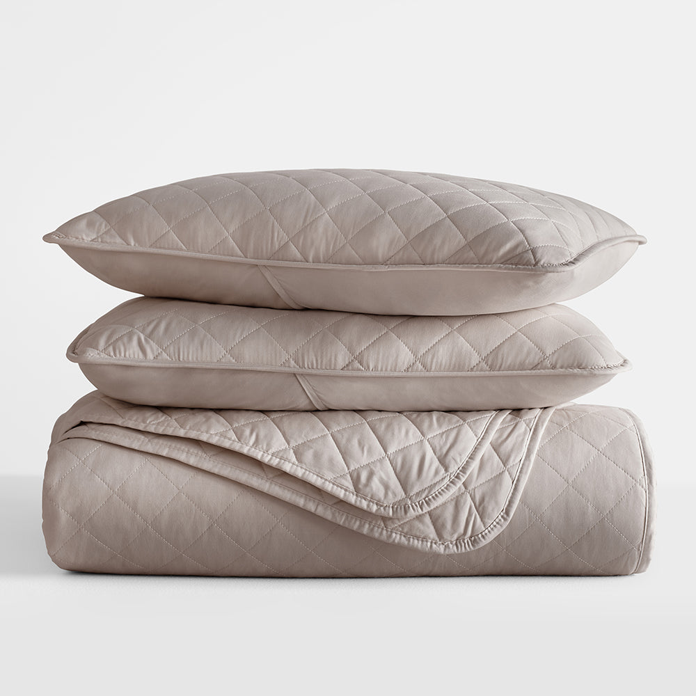 Bed Quilt, 3 Piece Diamond Stitch Quilted Coverlet Set for Guest Beds and Layered Bedroom Styling, 3 Sizes and 6 Colors image 39