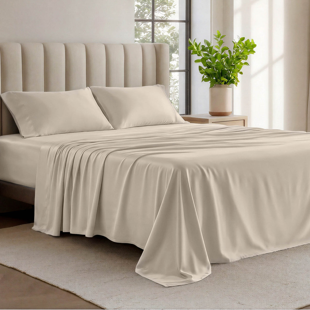 Bed Sheet Set, Organic Cotton Jersey for Master Bedrooms, Guest Beds and Daily Use, 6 Sizes and 9 Colors image 39