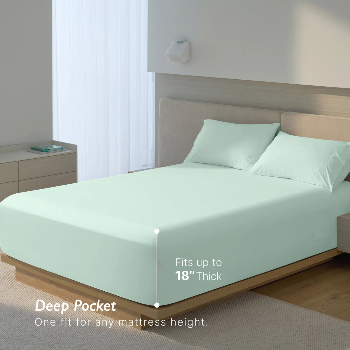 Fitted Sheet, Cooling, Breathable Construction for Everyday Bedding, Bedroom Layering and Guest Beds, 2 Sizes and 4 Colors image 39