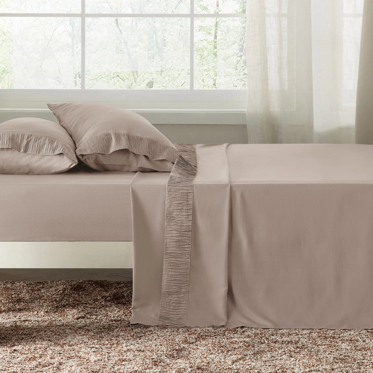 Bed Sheet Set, Ruched, Cooling Comfort, Breathable Construction for Master Bedrooms, Guest Beds and Daily Use, 7 Sizes and 14 Colors image 40