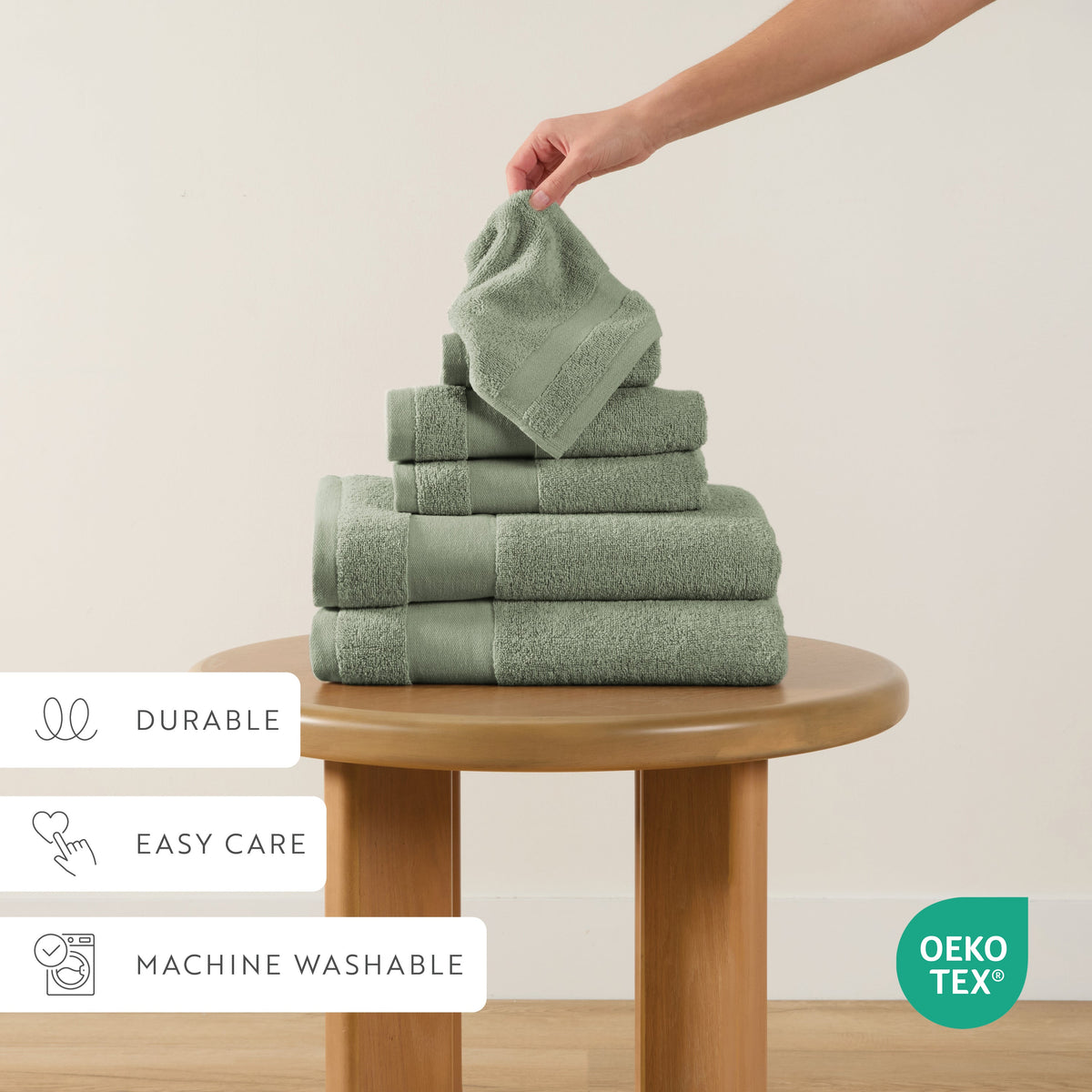 Bath Towel Set, Ultra Soft 100% Cotton 6 Piece, Machine-Washable Care for Home Bathrooms and Everyday Care, 8 Color Options image 40