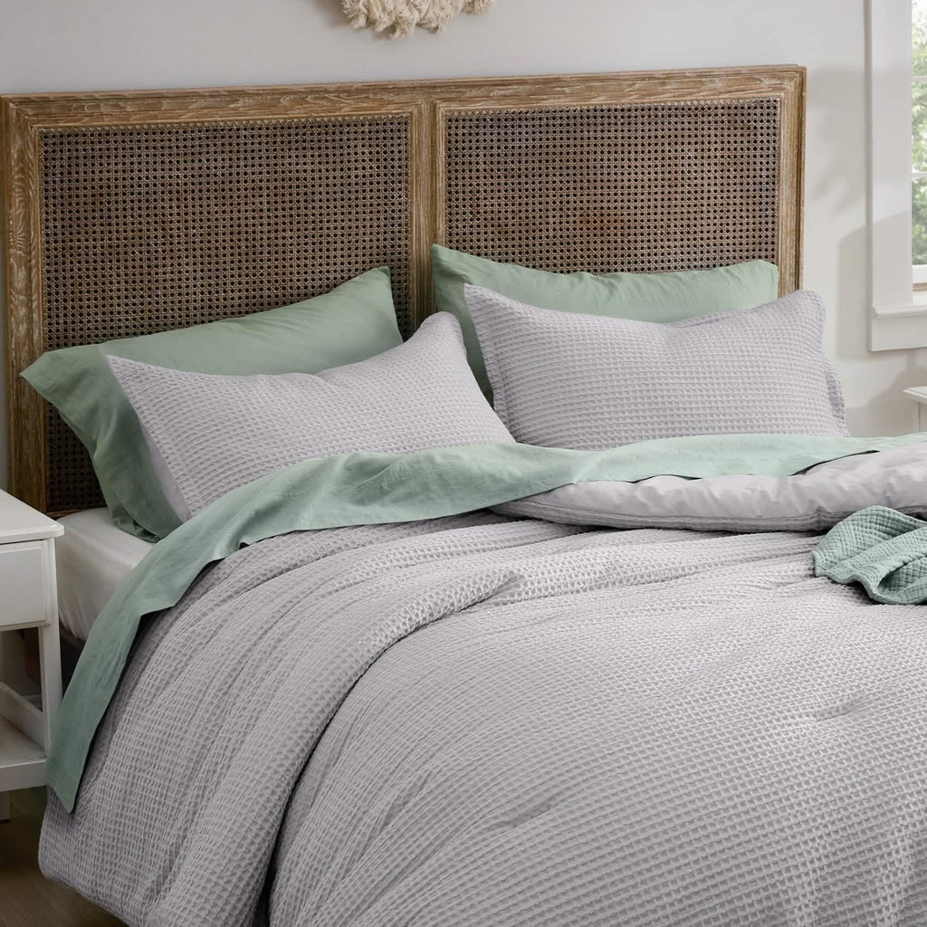 Bed Comforter, Cotton Waffle Weave Set, Breathable Construction for Everyday Bedding and Comfortable Sleep, 5 Sizes and 12 Colors image 40