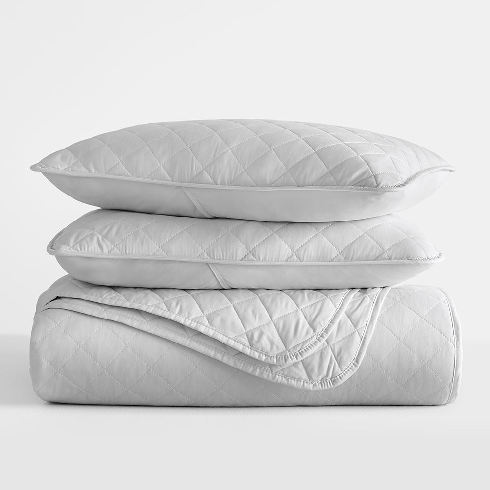 Bed Quilt, 3 Piece Diamond Stitch Quilted Coverlet Set for Guest Beds and Layered Bedroom Styling, 3 Sizes and 6 Colors image 40