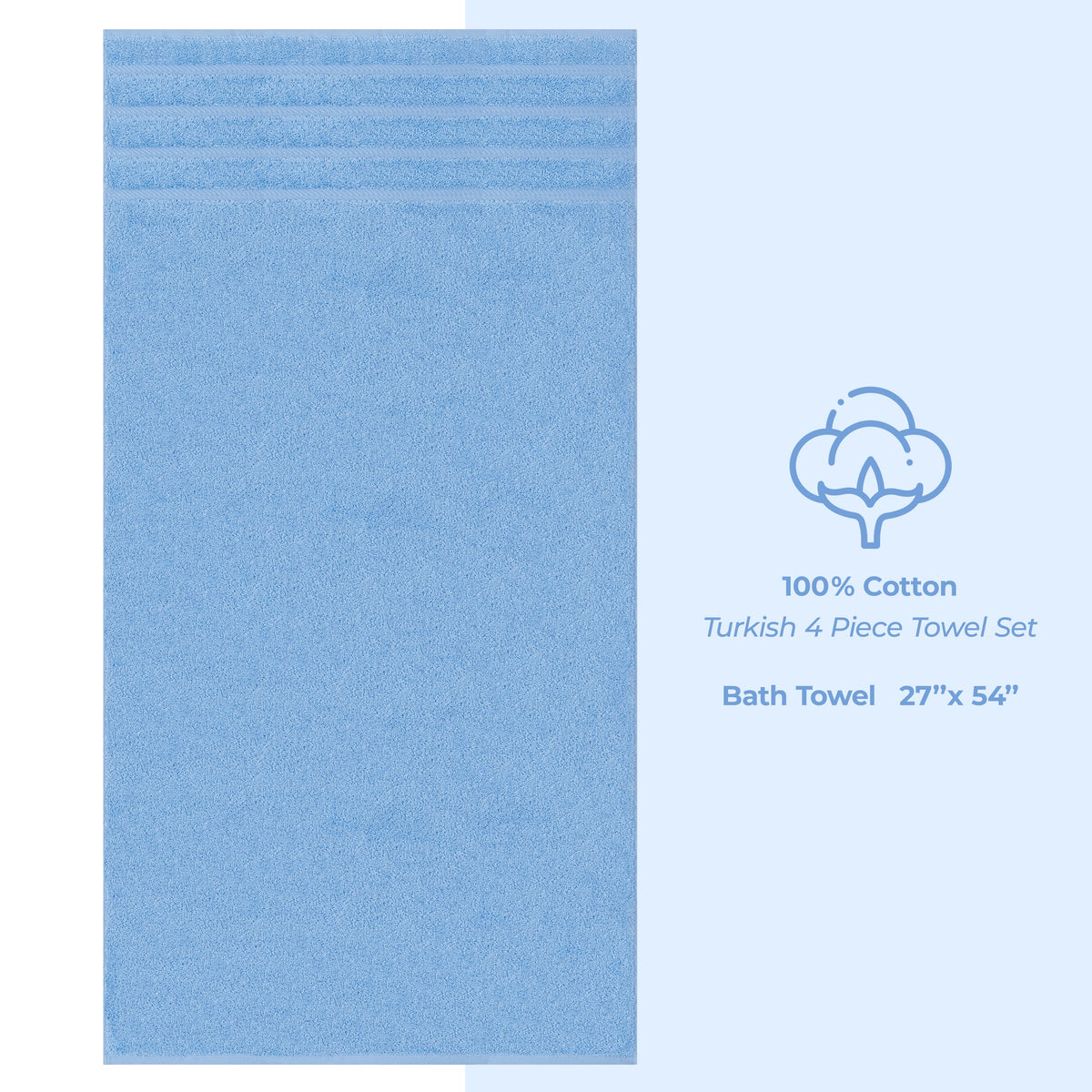 Bath Towel Set, 100% Cotton Turkish Towels for Bathroom, 4 for Home Bathrooms and Everyday Care, 21 Color Options image 40