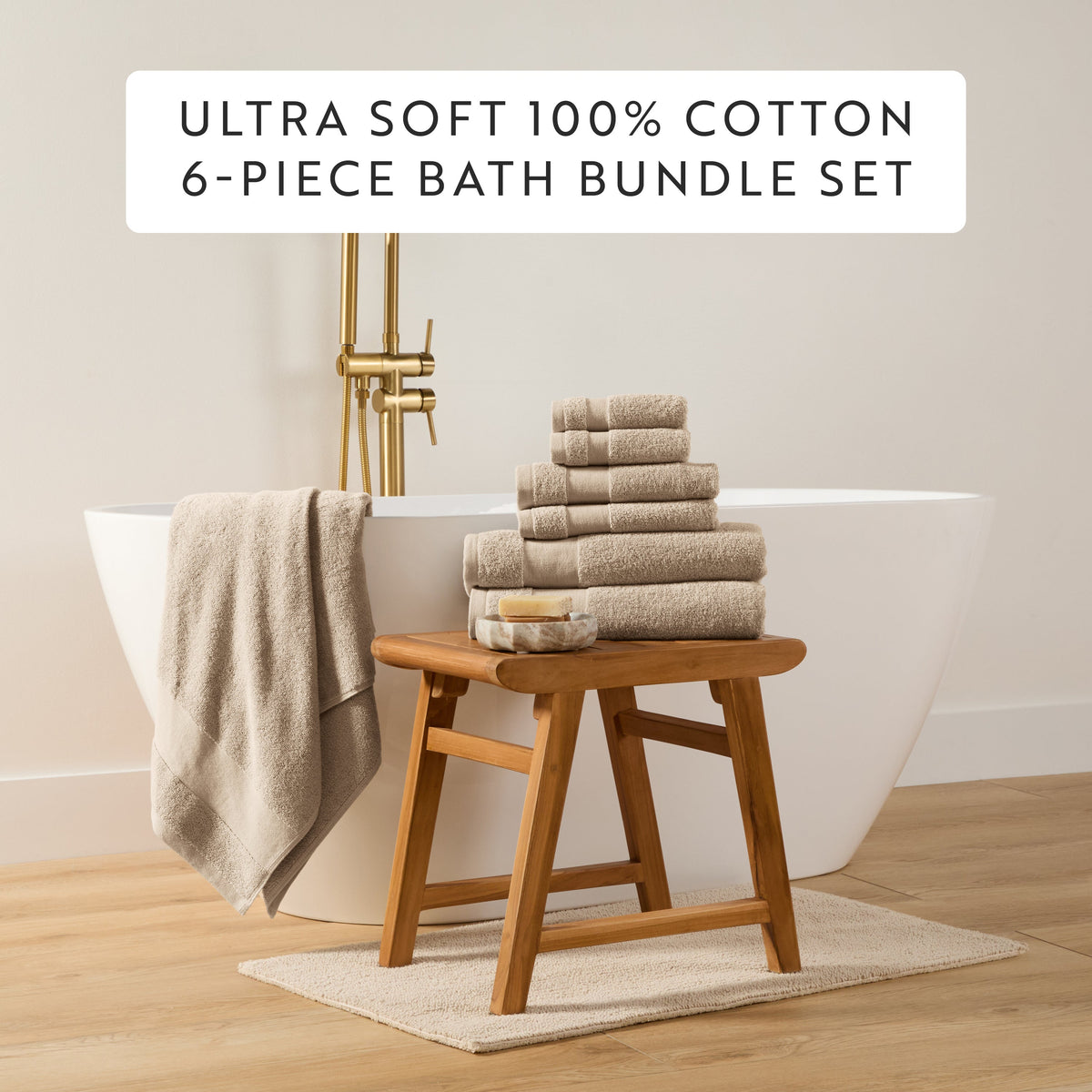 Bath Towel Set, Ultra Soft 100% Cotton 6 Piece, Machine-Washable Care for Home Bathrooms and Everyday Care, 8 Color Options image 41