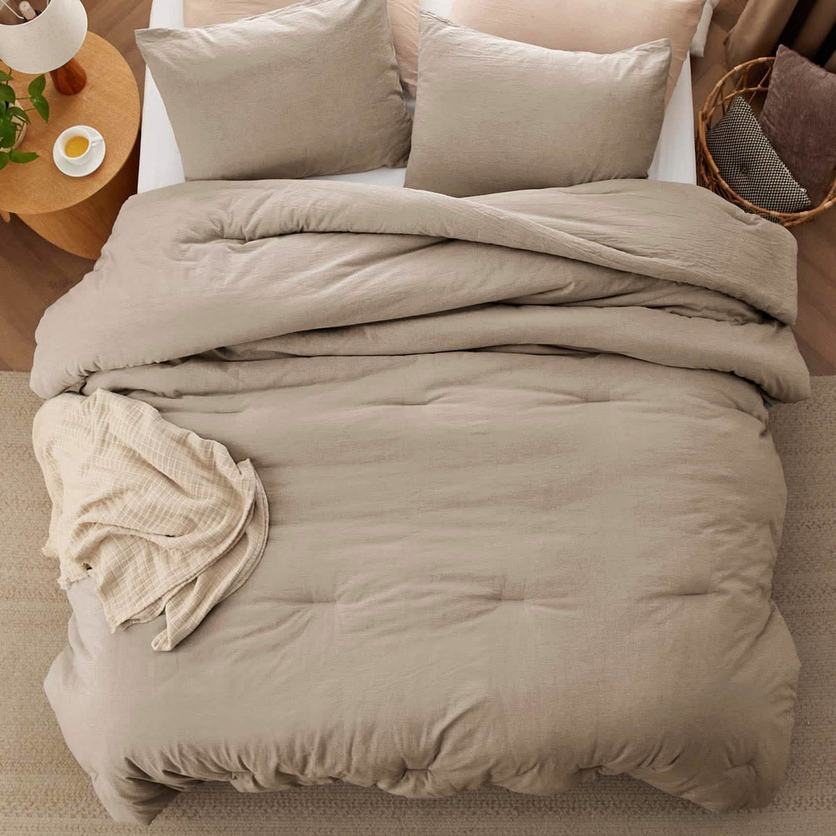 Bed Comforter, Prewashed Cotton Set for Year-Round Bedroom Comfort and Restful Sleep, 5 Sizes and 12 Colors image 41