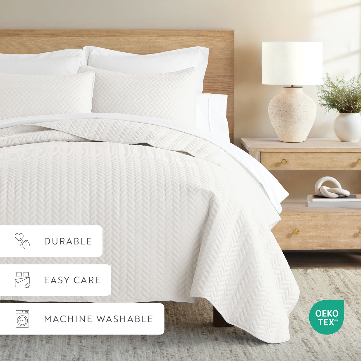 Quilted Coverlet Set, 3 Piece Herringbone for Guest Bedrooms, Layered Beds and Everyday Bedding, 3 Sizes and 6 Colors image 41