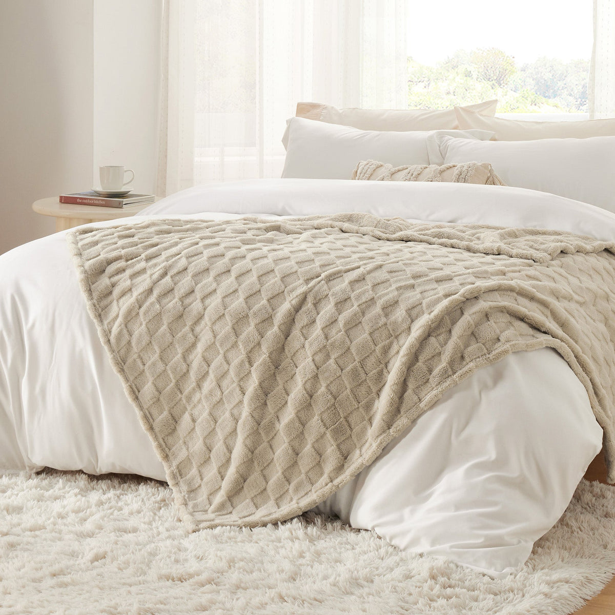 Cozy Throw Blanket, Jacquard Shaggy Sherpa for Living Rooms, Bedrooms and Everyday Lounging, 4 Sizes and 19 Colors image 41