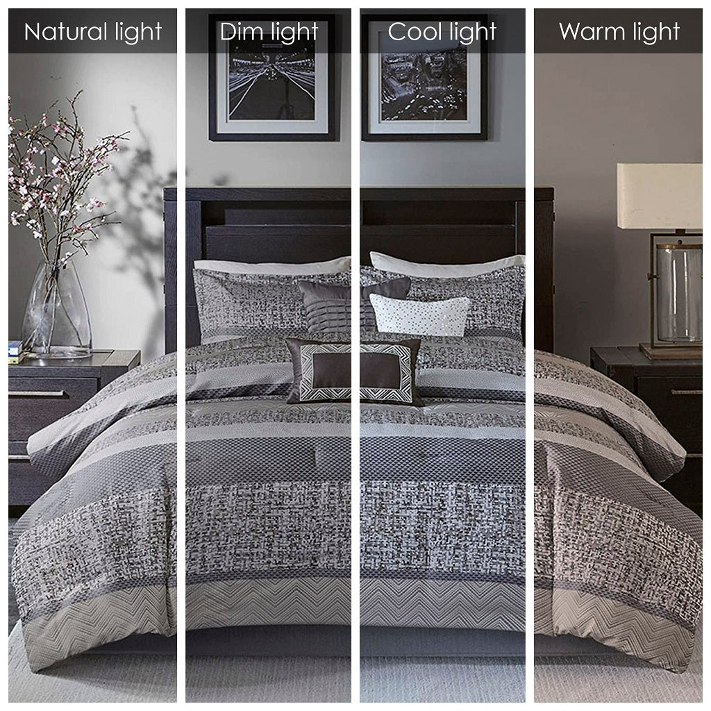 Bed Comforter, Rhapsody 7 Piece Jacquard Set, Machine-Washable Care for Year-Round Bedroom Comfort and Restful Sleep, 3 Sizes and 3 Colors image 41