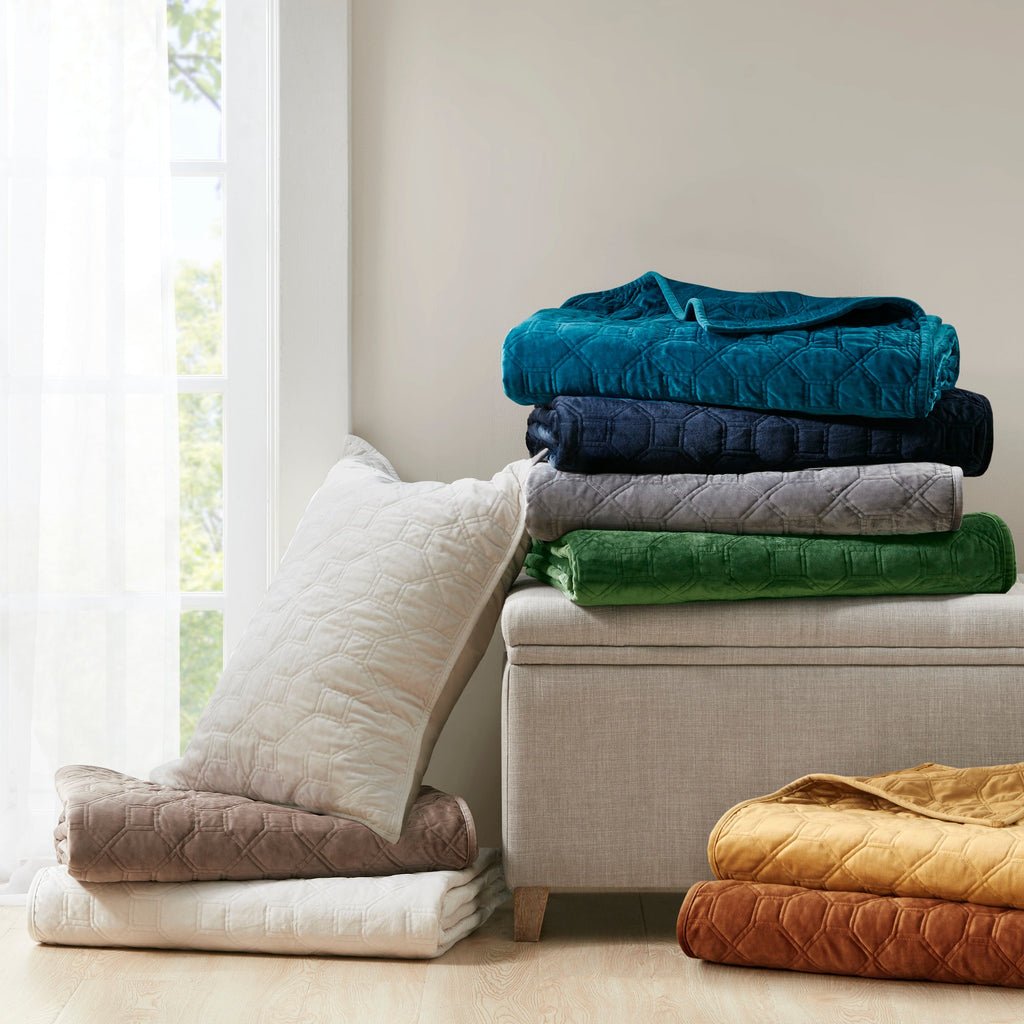 Cozy Throw Blanket, Harper 3 Piece Velvet Quilt Set, Machine-Washable Care for Sofas, Beds and Relaxing at Home, 2 Sizes and 7 Colors image 41
