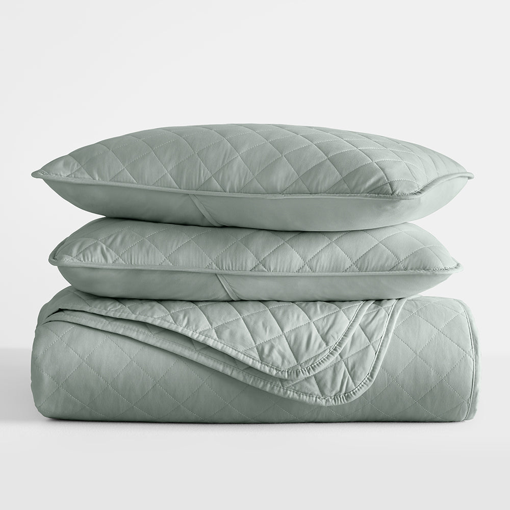 Bed Quilt, 3 Piece Diamond Stitch Quilted Coverlet Set for Guest Beds and Layered Bedroom Styling, 3 Sizes and 6 Colors image 41