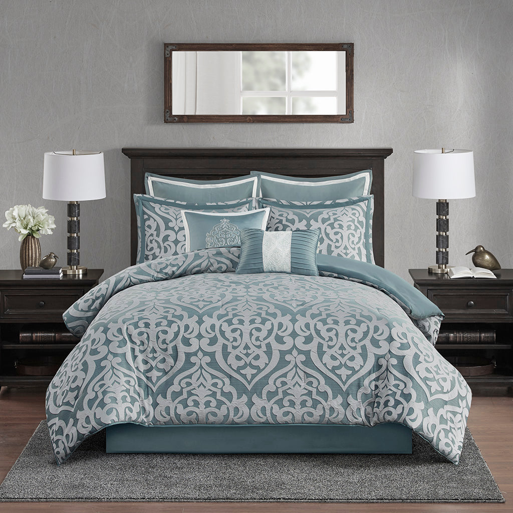 Bed Comforter, Odette 8 Piece Jacquard Set, Machine-Washable Care, Hypoallergenic Comfort for Year-Round Bedroom Comfort and Restful Sleep image 41