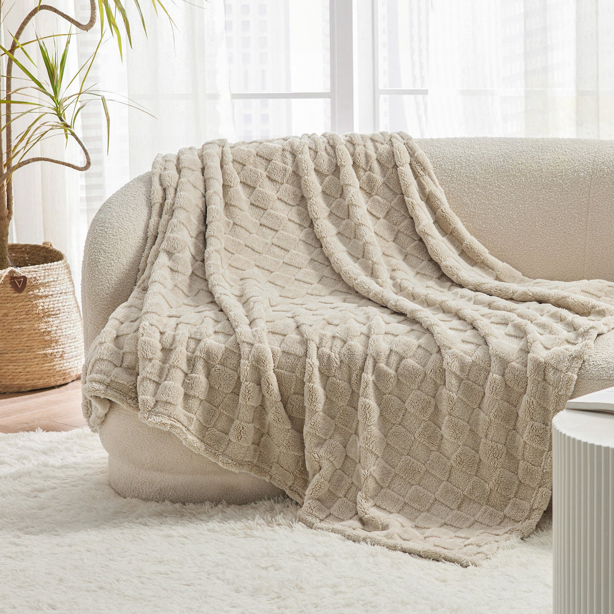 Cozy Throw Blanket, Jacquard Shaggy Sherpa for Living Rooms, Bedrooms and Everyday Lounging, 4 Sizes and 19 Colors image 42