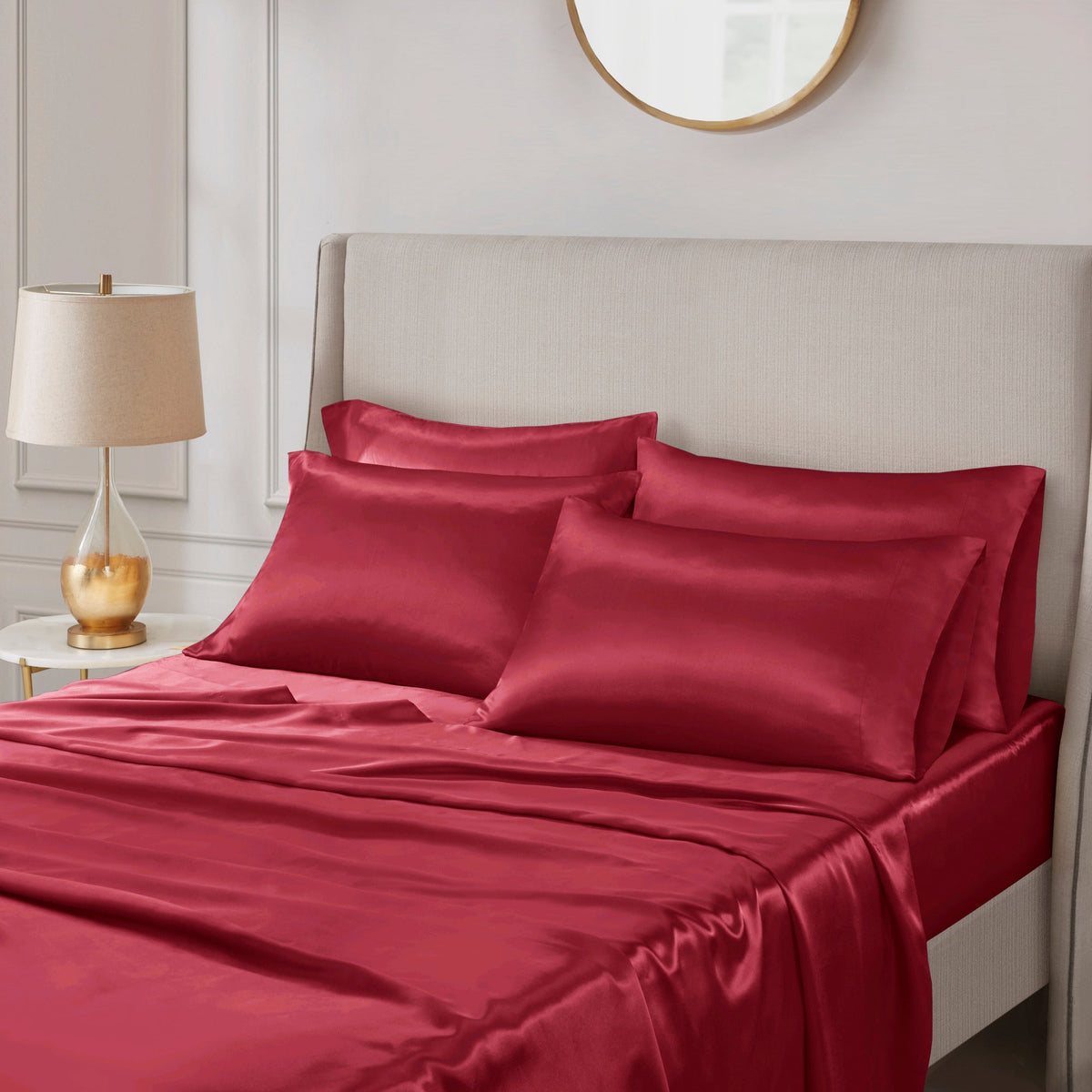 Bed Sheet Set, Satin for Master Bedrooms, Guest Beds and Daily Use, 6 Sizes and 12 Colors, Designed for Everyday Home Use image 42