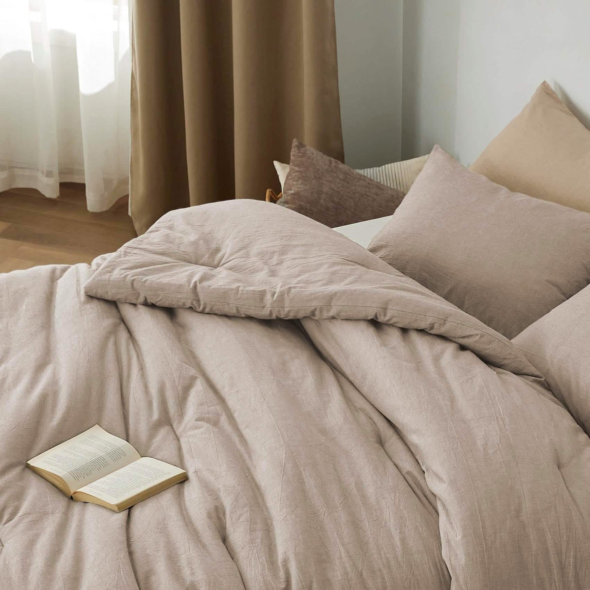 Bed Comforter, Prewashed Cotton Set for Year-Round Bedroom Comfort and Restful Sleep, 5 Sizes and 12 Colors image 42