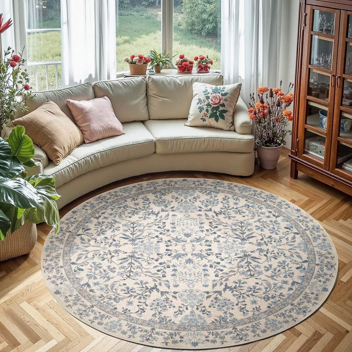 Area Rug, Vintage Foliage Floral, Lightweight Design, Non-Slip Design for Hallways, Dining Spaces and Home Decor, 19 Sizes and 4 Colors image 42
