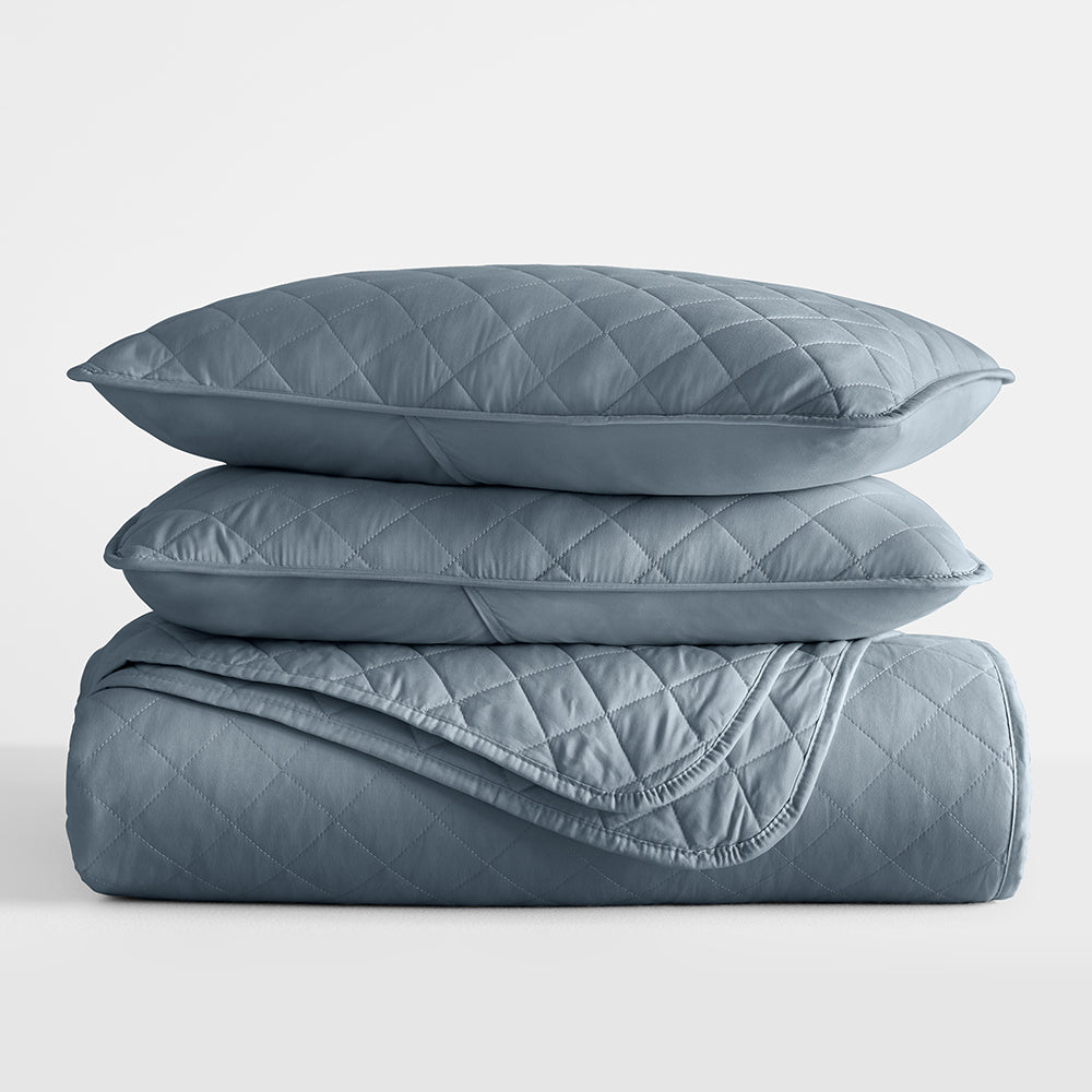 Bed Quilt, 3 Piece Diamond Stitch Quilted Coverlet Set for Guest Beds and Layered Bedroom Styling, 3 Sizes and 6 Colors image 42