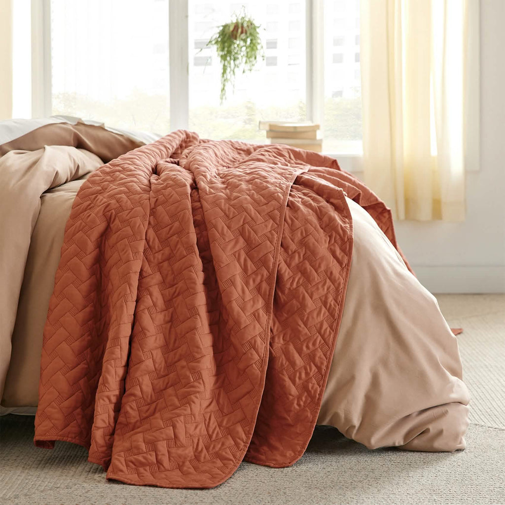 Cozy Throw Blanket, Basket weave Quilt Set, Lightweight Design for Living Rooms, Bedrooms and Everyday Lounging, 6 Sizes and 17 Colors image 42