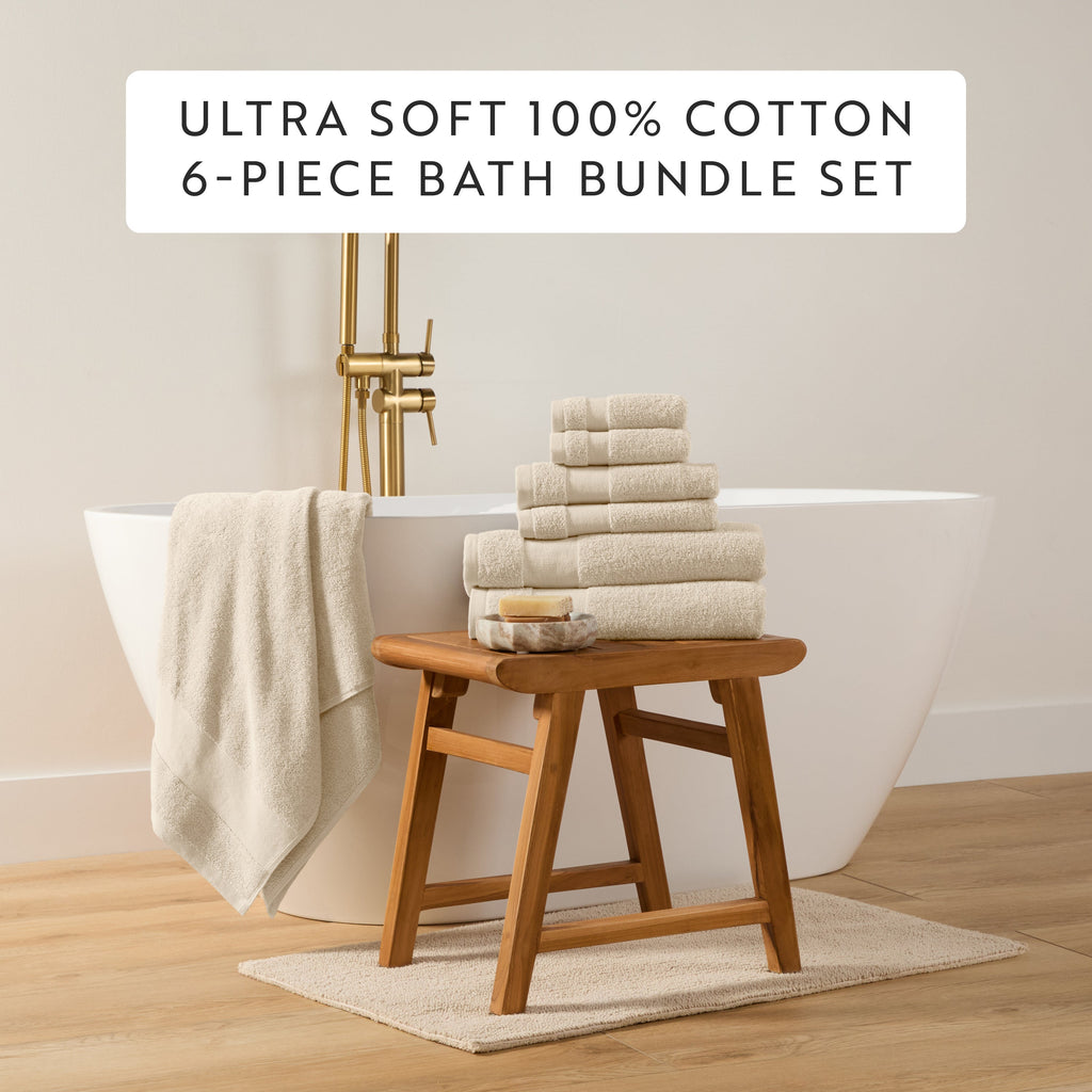 Bath Towel Set, Ultra Soft 100% Cotton 6 Piece, Machine-Washable Care for Home Bathrooms and Everyday Care, 8 Color Options image 42