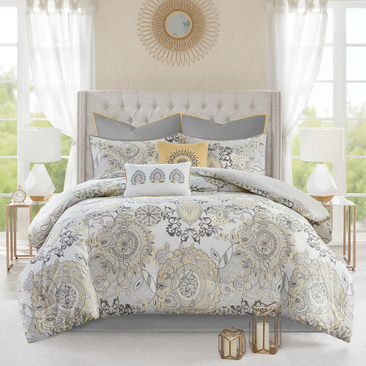 Bed Comforter, Isla 8 Piece Cotton Floral Printed Reversible, Machine-Washable Care for Year-Round Bedroom Comfort and Restful Sleep image 42
