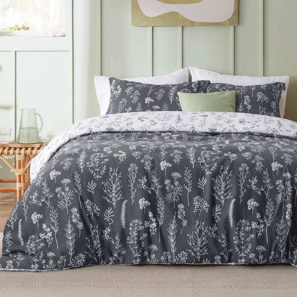 Duvet Cover Set, Reversible Floral Print, Breathable Construction for Bedroom Bedding Refresh and Everyday Comfort, 4 Sizes and 13 Colors image 42