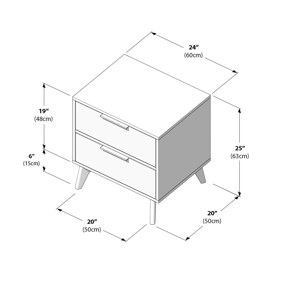 Nightstand, Haven 2 Drawer for Bedrooms, Bedside Essentials and Everyday Storage, 4 Color Options image 43