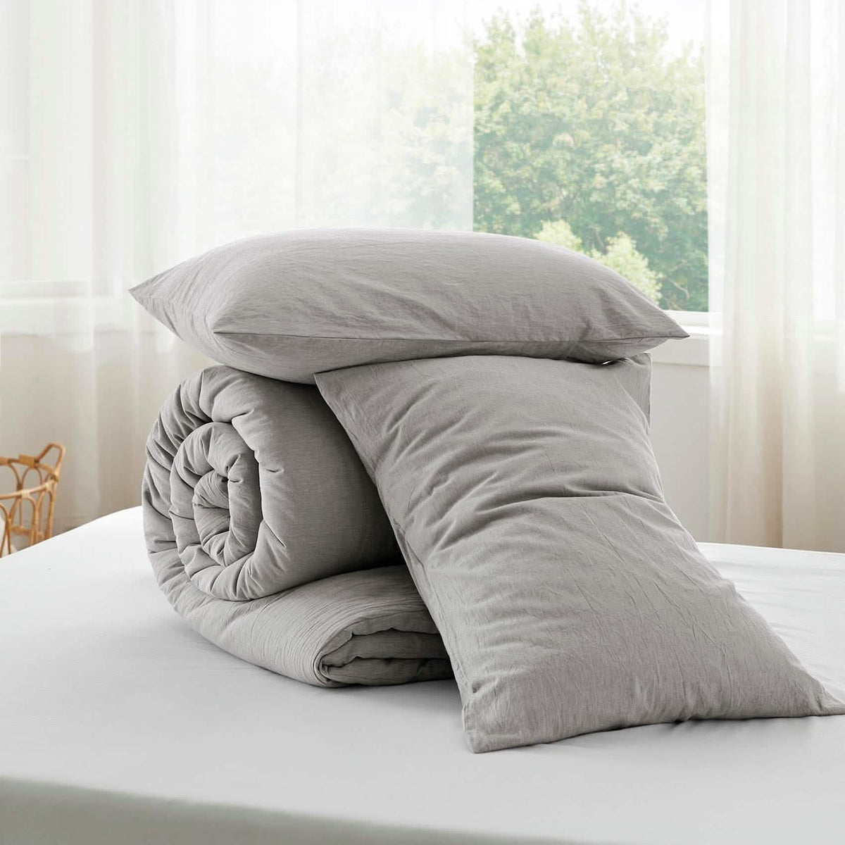 Bed Comforter, Prewashed Cotton Set for Year-Round Bedroom Comfort and Restful Sleep, 5 Sizes and 12 Colors image 43