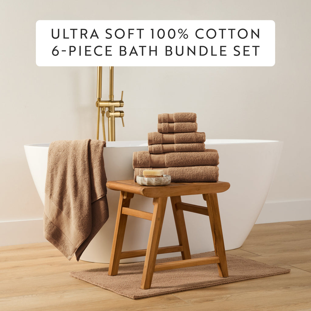 Bath Towel Set, Ultra Soft 100% Cotton 6 Piece, Machine-Washable Care for Home Bathrooms and Everyday Care, 8 Color Options image 43