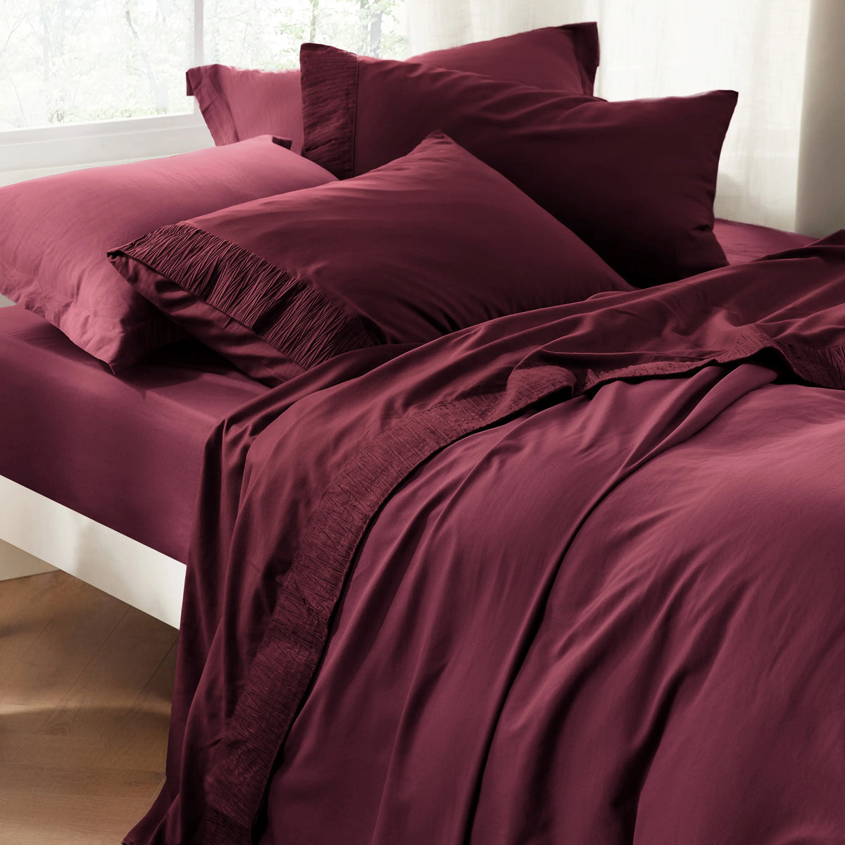 Bed Sheet Set, Ruched, Cooling Comfort, Breathable Construction for Master Bedrooms, Guest Beds and Daily Use, 7 Sizes and 14 Colors image 43