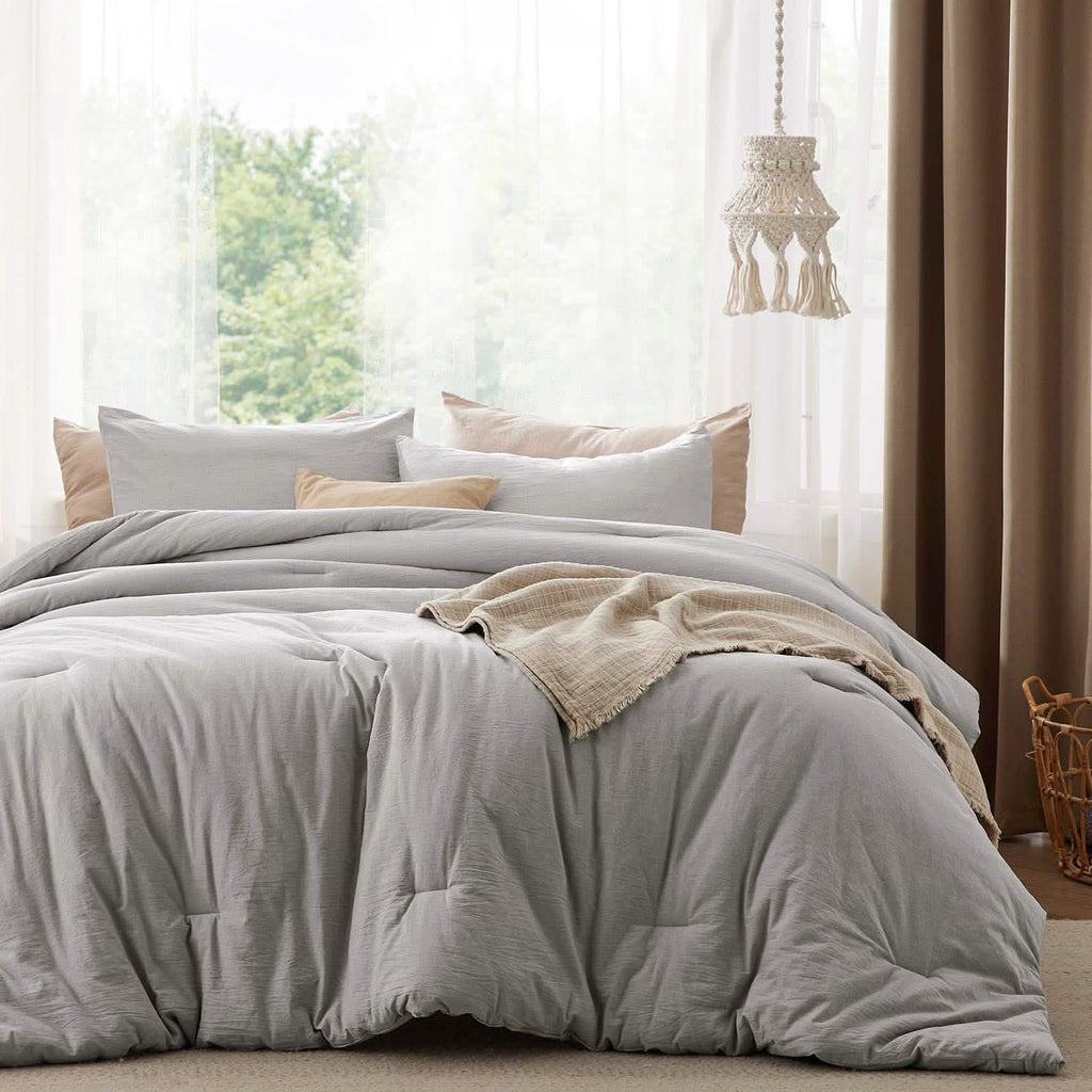 Bed Comforter, Prewashed Cotton Set for Year-Round Bedroom Comfort and Restful Sleep, 5 Sizes and 12 Colors image 44