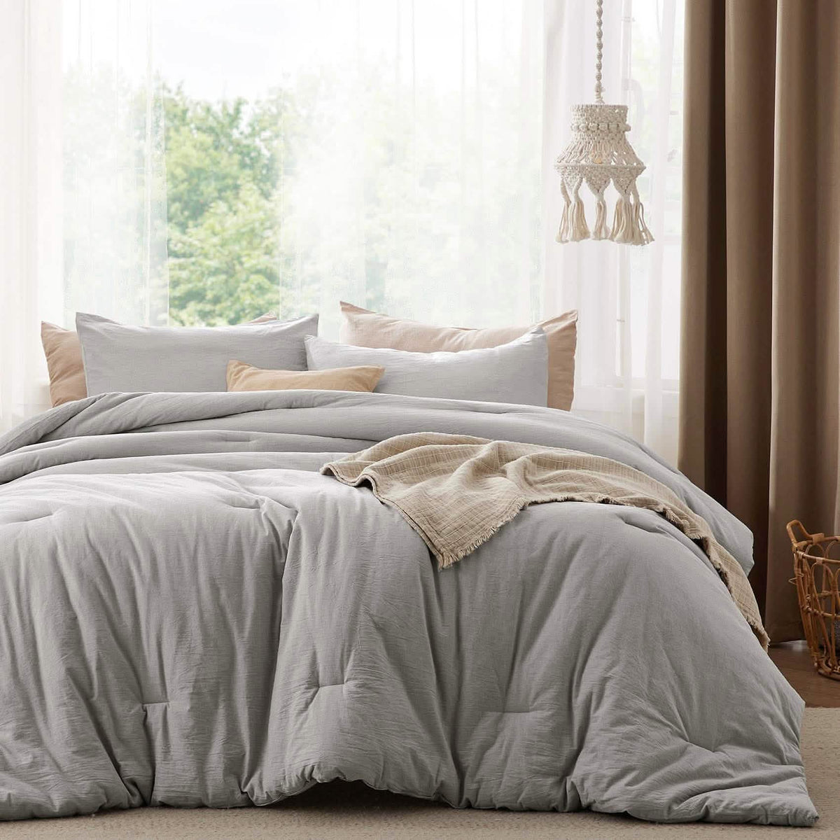 Bed Comforter, Prewashed Cotton Set for Year-Round Bedroom Comfort and Restful Sleep, 5 Sizes and 12 Colors image 44