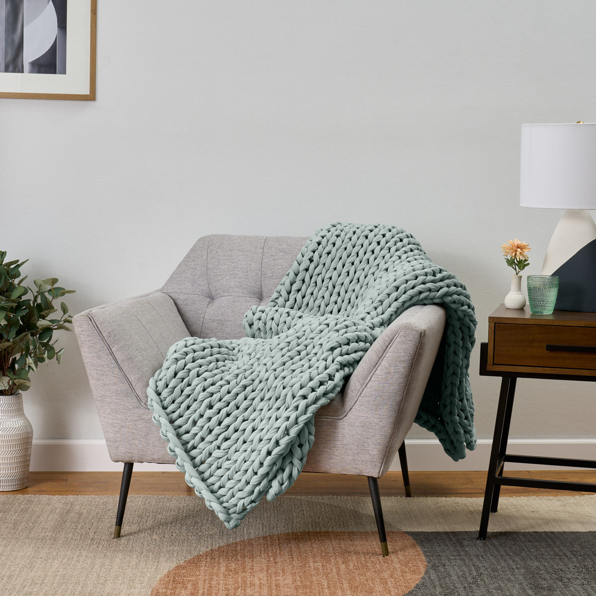 Cozy Throw Blanket, Cotton Weighted for Sofas, Beds and Relaxing at Home, 32 Color Options image 44