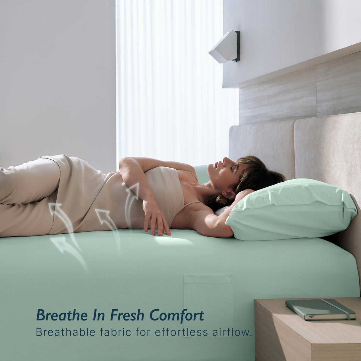 Fitted Sheet, Cooling, Breathable Construction for Everyday Bedding, Bedroom Layering and Guest Beds, 2 Sizes and 4 Colors image 44