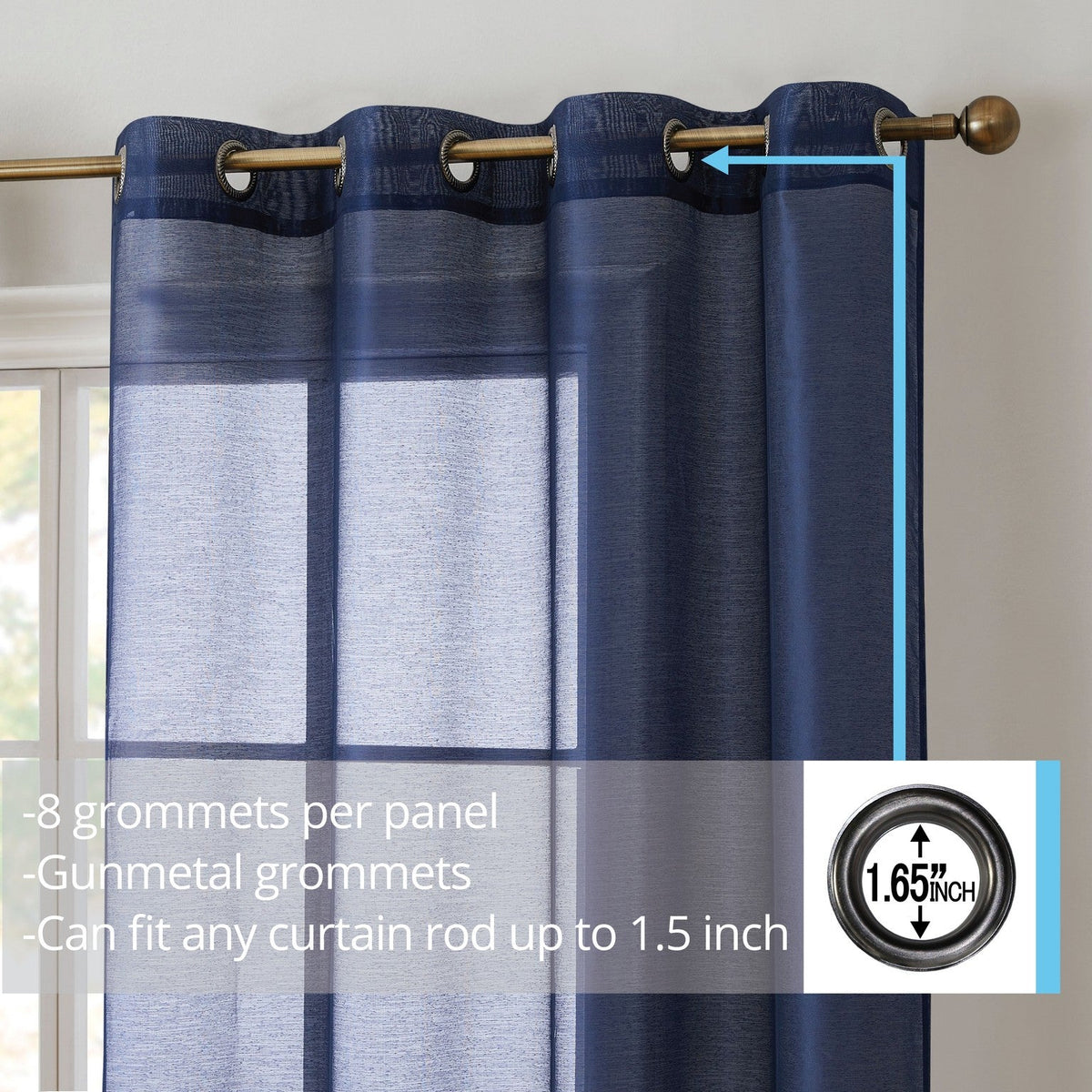 Window Curtain, Victoria Semi Sheer Grommet Panels for Windows, Room Styling and Everyday Privacy, 14 Sizes and 28 Colors image 44