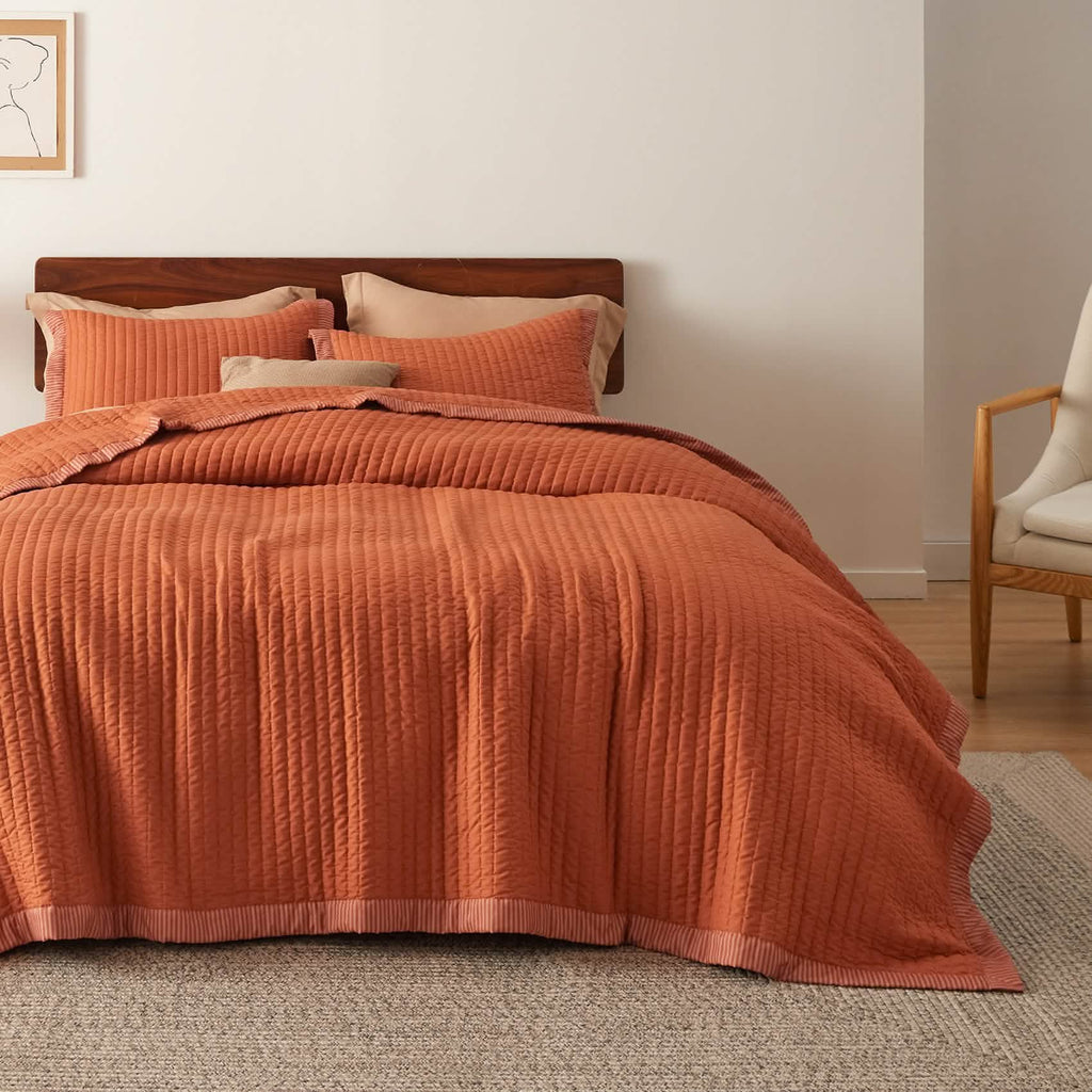 Cozy Throw Blanket, Corduroy Pattern Quilt Set, Breathable Construction for Living Rooms, Bedrooms and Everyday Lounging image 44